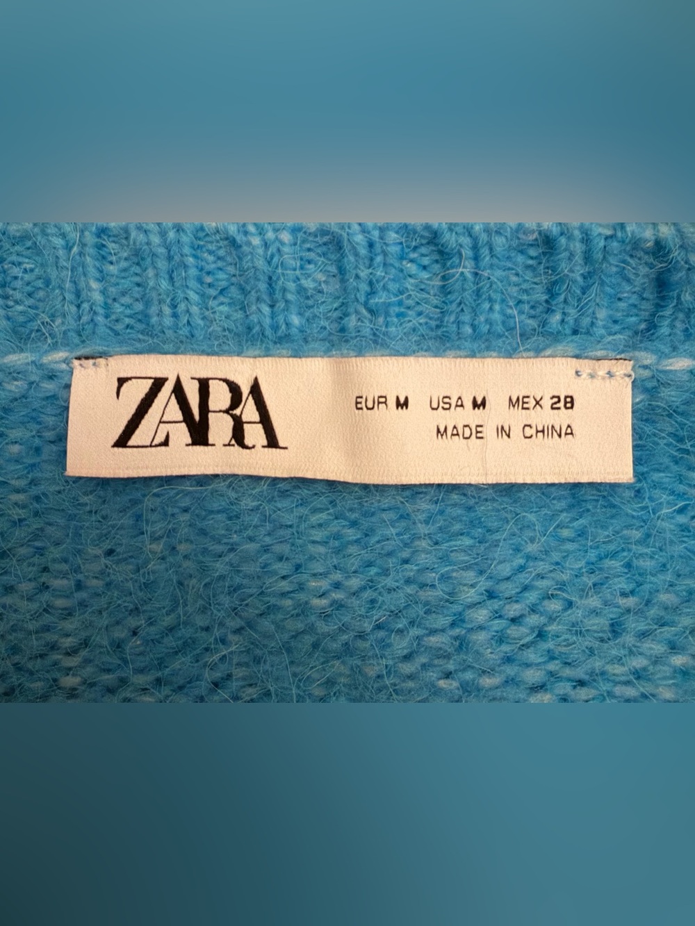 Zara Teal Blue Button-Up Women's Sweater Alpaca Blend Cardigan size Medium - Picture 4 of 5